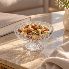 Diamond Glass Snack Bowl with dry snacks
