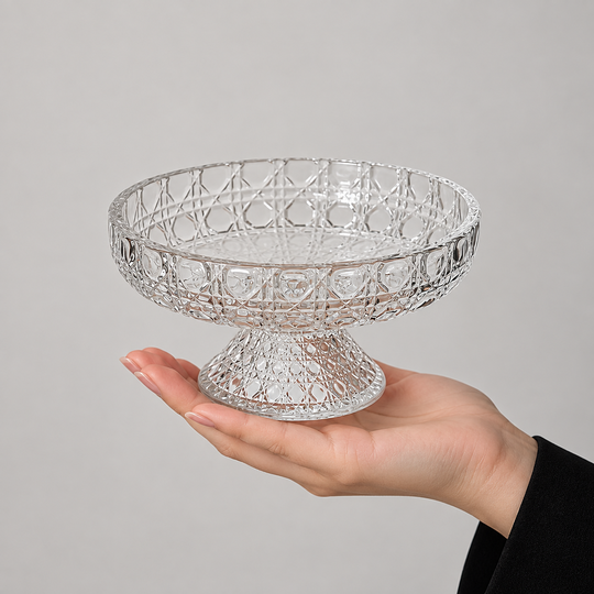 Diamond Glass Snack Bowl held in hand