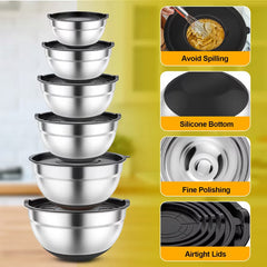 Mixing Bowls Set with Lids 6-Piece