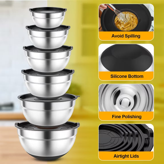 Mixing Bowls Set with Lids 6-Piece