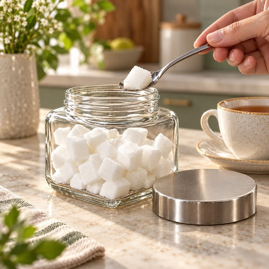 Everyday Square Pantry Jar serving sugar cubes
