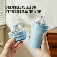 Folding Silicone Ice Cup with Straw