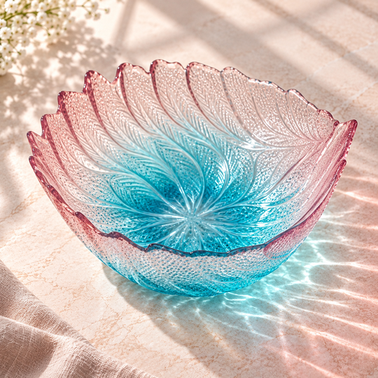 Feather Bloom Glass Bowl top angle