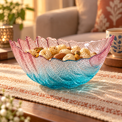 Feather Bloom Glass Bowl with chai-time snacks