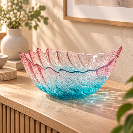 Feather Bloom Glass Bowl in home decor