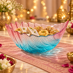 Feather Bloom Glass Bowl serving festive sweets