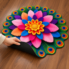 Flexible black backing of Feather Flower Floor Mat