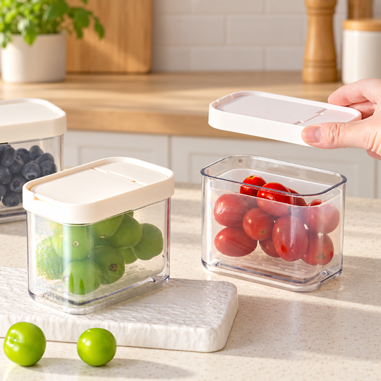 Exact flip-lid drain basket containers with removable lids