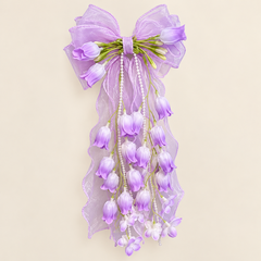 Floral Bow Curtain Clip complete lavender floral bow