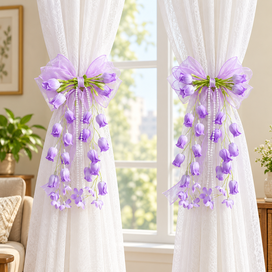 Floral Bow Curtain Clip 02 living room png