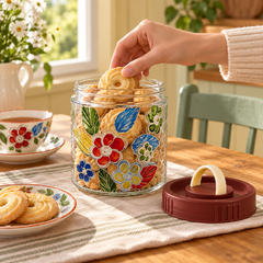 Floral Glass Storage Jar cookie storage