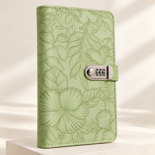 Green floral organizer with combination clasp
