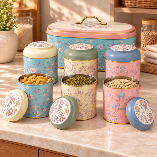 FloraNest canisters holding pantry staples