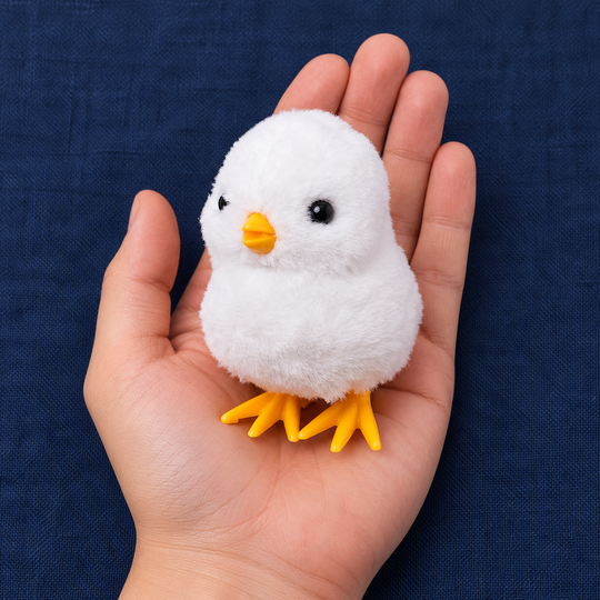 Fluffy Wind-Up Chick — palm-size