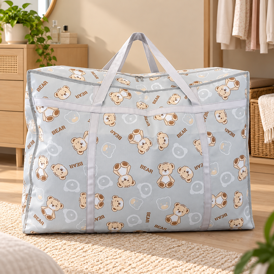 Foldable Bear Storage Bag hero in a bedroom