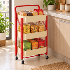 Foldable Three-Tier Trolley - 04-snacks