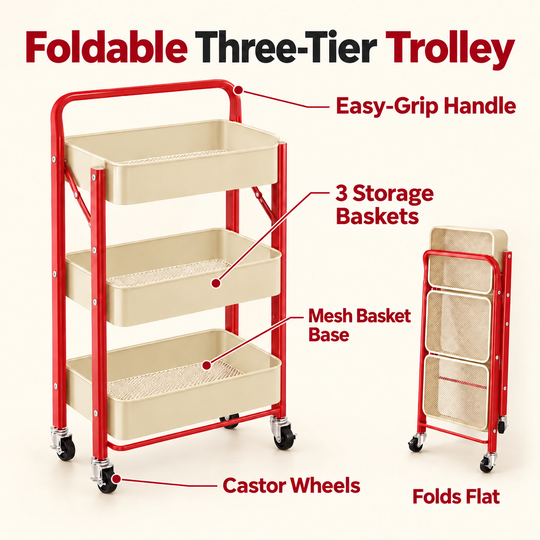 Foldable Three-Tier Trolley - 05-features