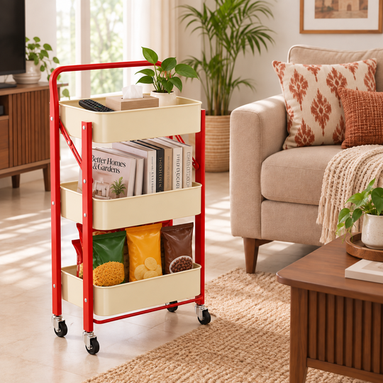 Foldable Three-Tier Trolley - 06-living-room