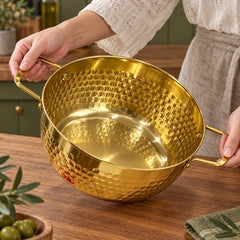 GoldenGlow Hammered Pot — interior