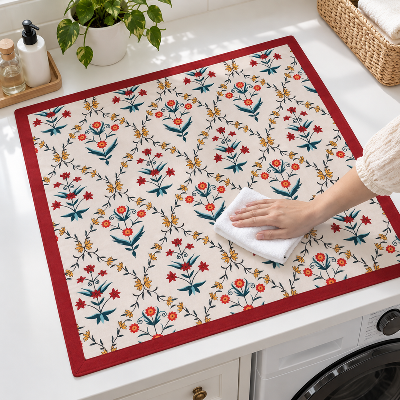 Wiping the mat with a cloth