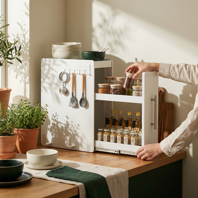 Pull-Out Kitchen Storage Rack