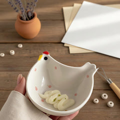 Hen-Shaped Ceramic Dip Bowls