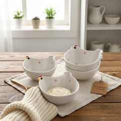 Hen-Shaped Ceramic Dip Bowls