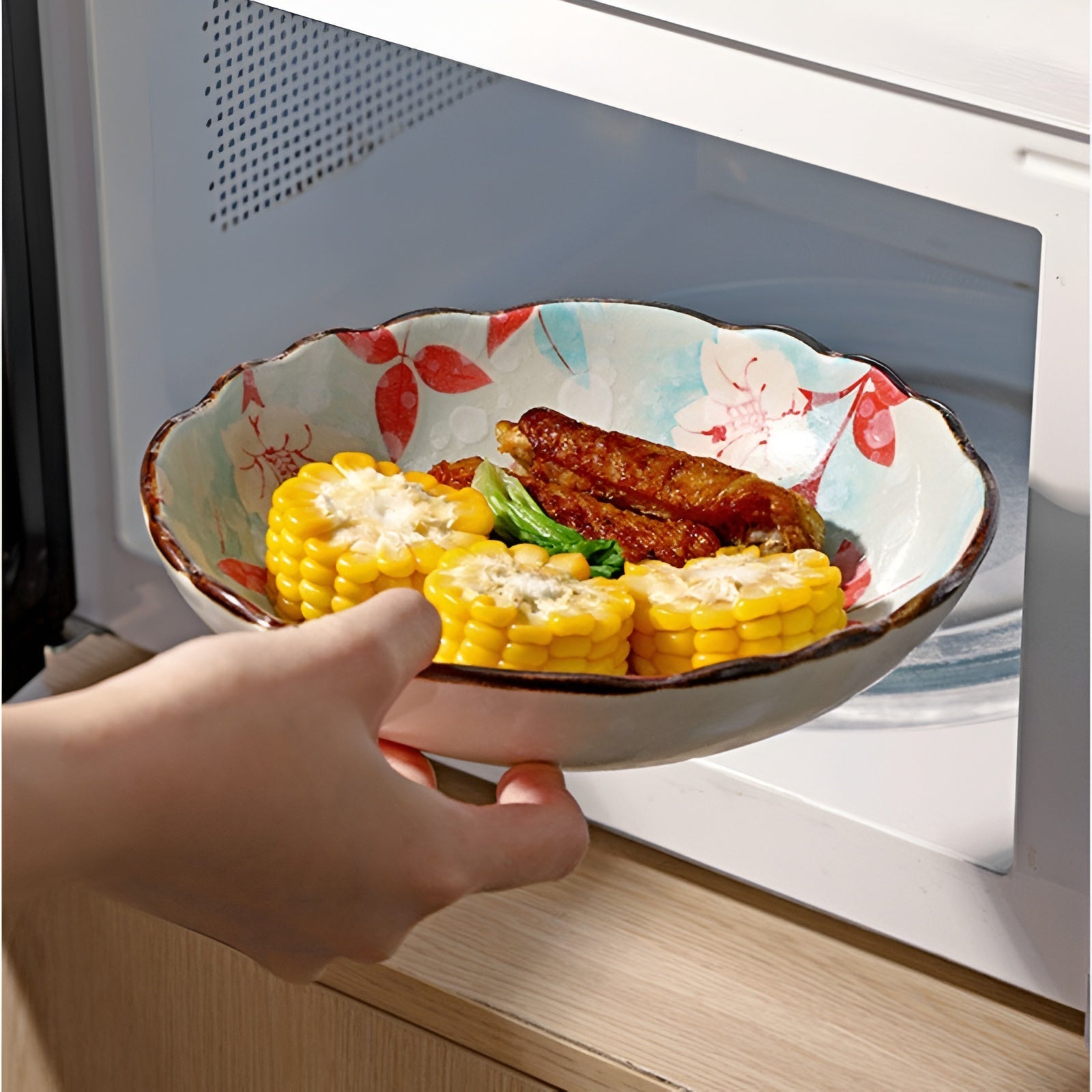 Floral Serving Dishes – Glossy Glaze Finish