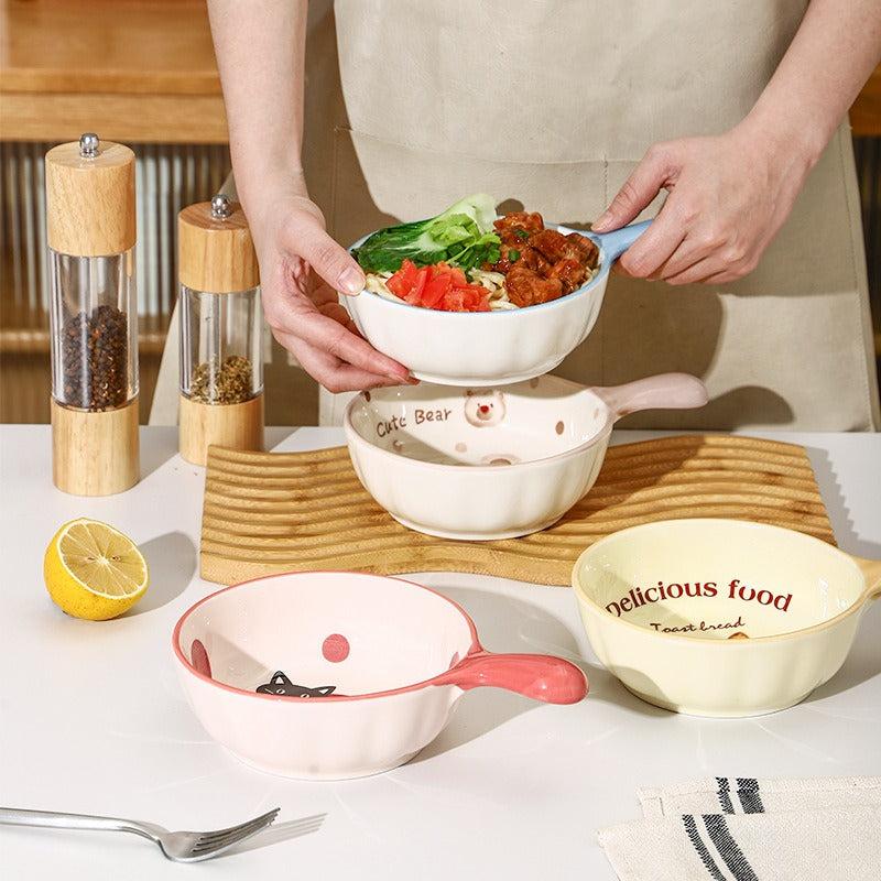 Cartoon Ceramic Handle Bowl