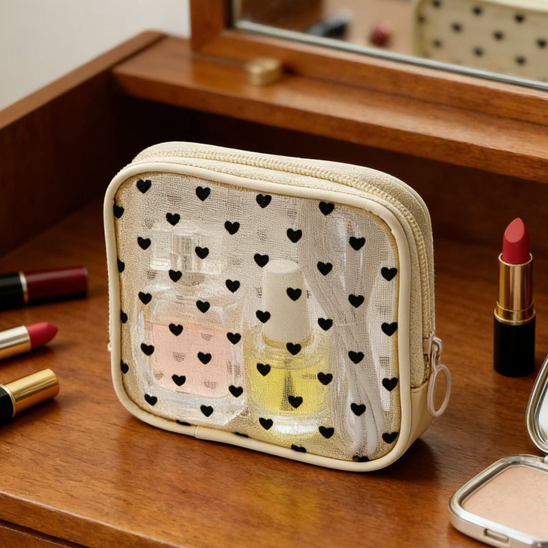 Heart Mesh Cosmetic Bag