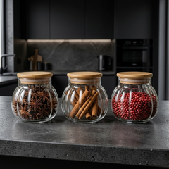 Wooden Lid Glass Storage Jar
