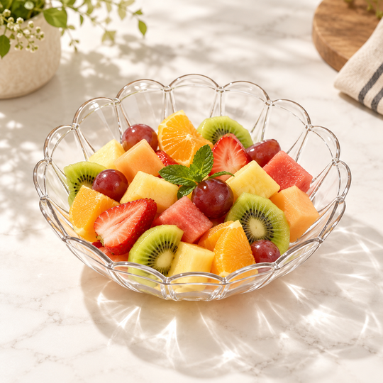 Clear Petal Fruit Bowl with fresh fruit