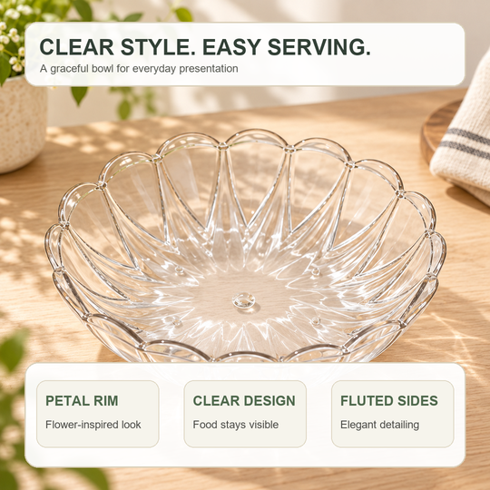 Clear Petal Fruit Bowl feature overview
