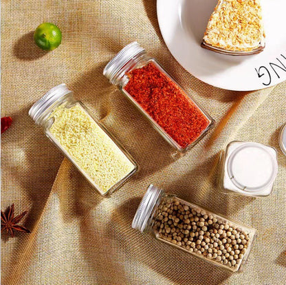 Glass Spice Jars + Labels Roll & Funnel