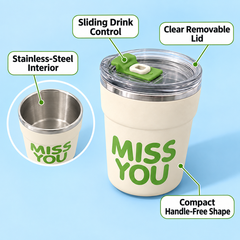 Lidded Stainless Steel Drink Cup feature explainer