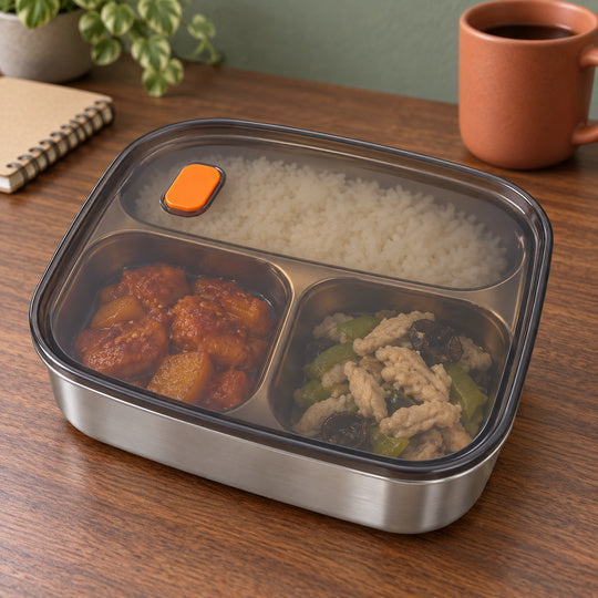 LunchNest Three-Compartment Box — office lunch