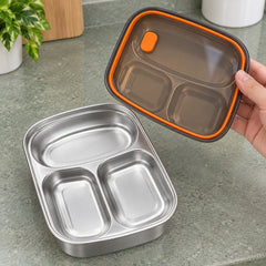 LunchNest Three-Compartment Box — lid and seal