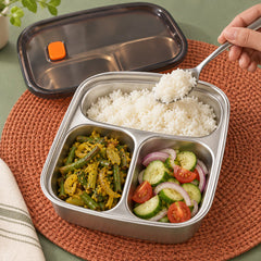 LunchNest Three-Compartment Box — serving