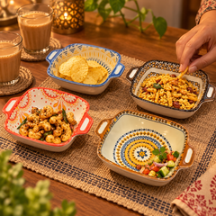 Mandala bowls in an Indian chai-time setting