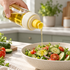 Oil & Spice Dispenser Bottle pouring oil over salad