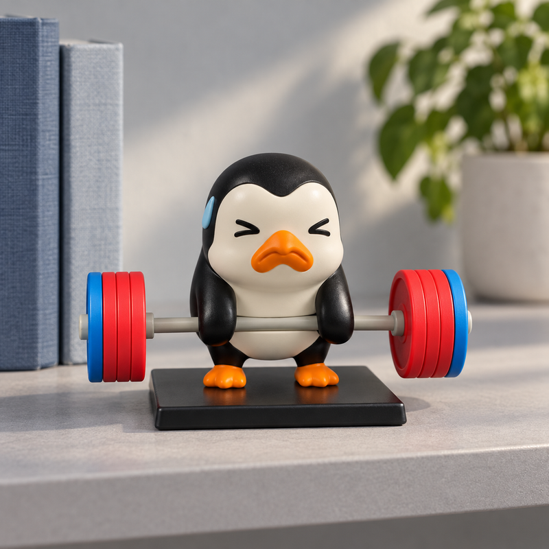 Penguin Powerlift Desk Toy — 07 shelf styling png