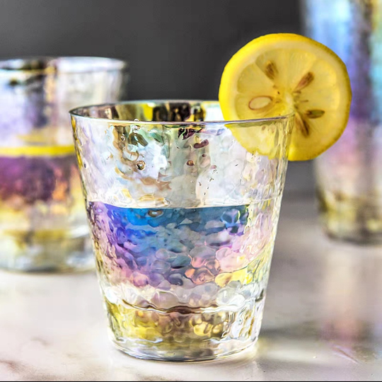 Rainbow Ripple Glass with lemon drink