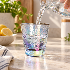 Water poured into Rainbow Ripple Glass