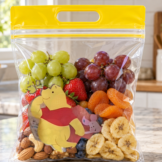 Pooh Bear bag handle and zipper detail