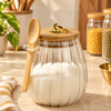 Ribbed Glass Jar with Spoon