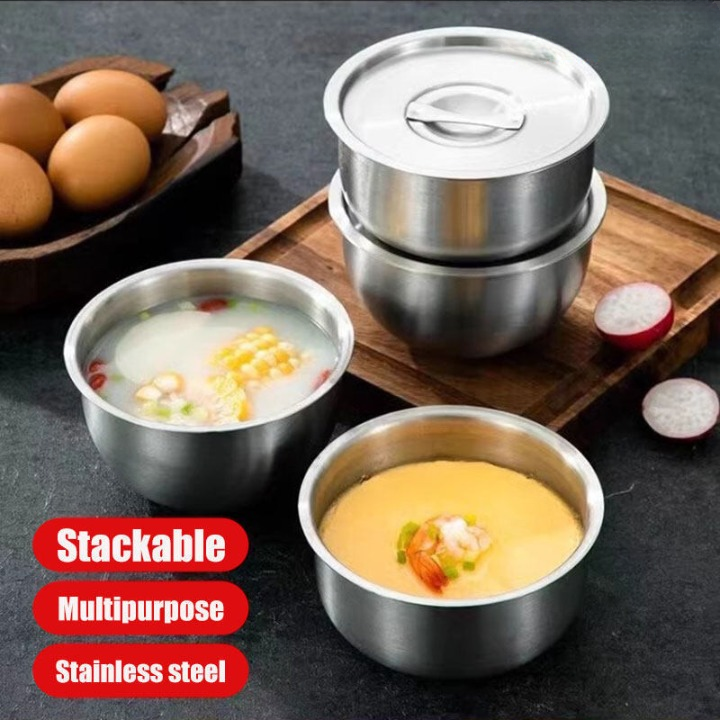 Stainless Steel Food Bowl with Lid