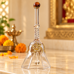 Shubh Glass Pooja Bell amber brown tip, view 3