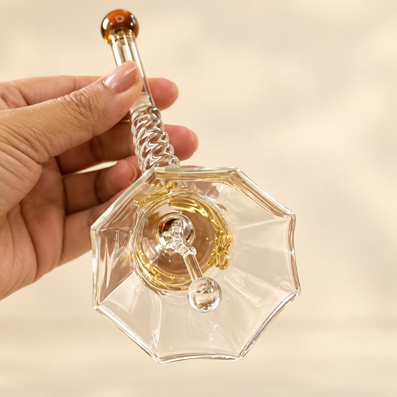 Shubh Glass Pooja Bell amber brown tip, view 6