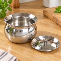 SilverNest serving pot open with matching lid
