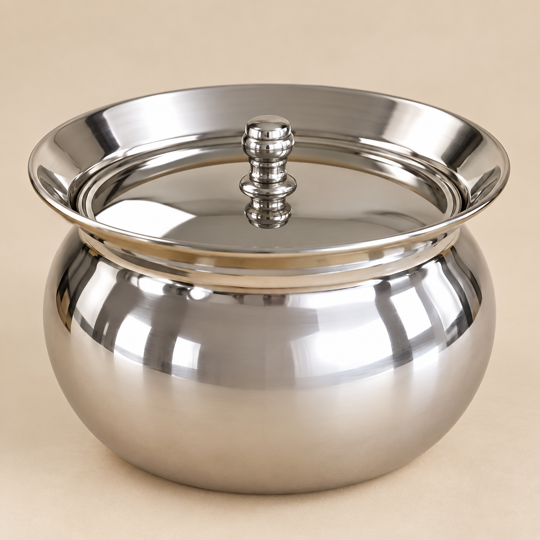 SilverNest polished steel and lid detail